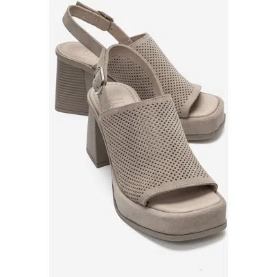 Forever & Always Shoes Penvia Block Heel Leather Platform Sandal In Beige Suede