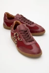 Forever & Always Shoes Perry Leather Sneakers In Burgundy Leather