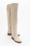 Forever & Always Shoes Petya Leather Over The Knee Boot In Neutral