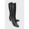 Forever & Always Shoes Pietro Leather Western Knee High Boot In Black