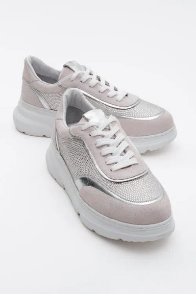 Forever & Always Shoes Polly Rhinestone Suede Leather Platform Sneakers In Pink Suede Leather