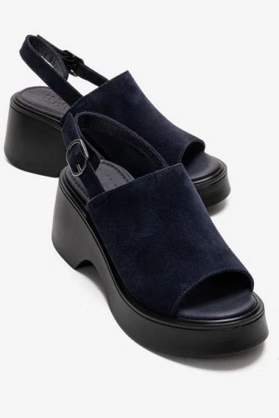 Forever & Always Shoes Power Leather Platform Wedge Sandal In Black