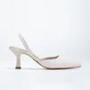 Forever & Always Shoes Rae Slingback Kitten Heel Pumps In Beige Suede Faux Leather