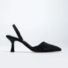 Forever & Always Shoes Rae Slingback Kitten Heel Pumps In Black Rhinestones