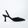 Forever & Always Shoes Rae Slingback Kitten Heel Pumps In Black Suede Faux Leather