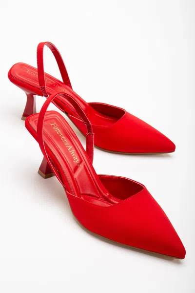 Forever & Always Shoes Rae Slingback Kitten Heel Pumps In Red