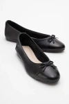 Forever & Always Shoes Rayne Cap Toe Leather Ballet Flats In Black Leather