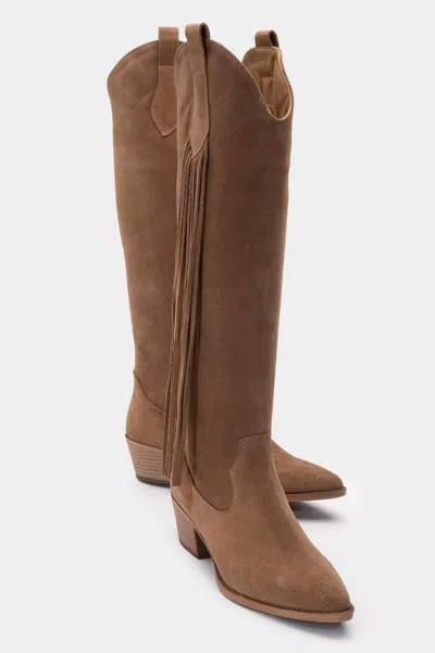 FOREVER & ALWAYS SHOES RIOS LEATHER FRINGE KNEE HIGH BOOT