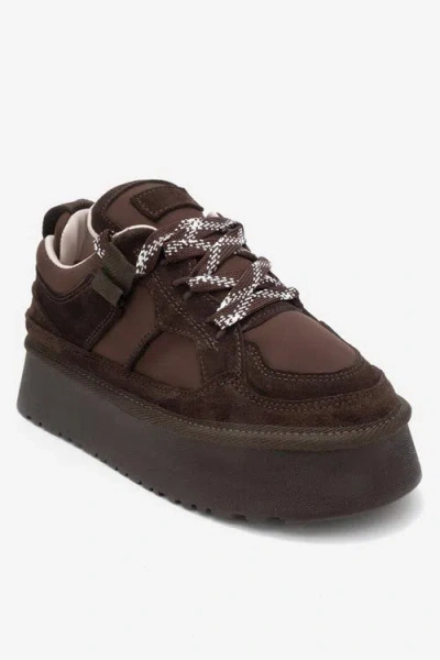 Forever & Always Shoes Riven Leather Platform Sneaker In Brown