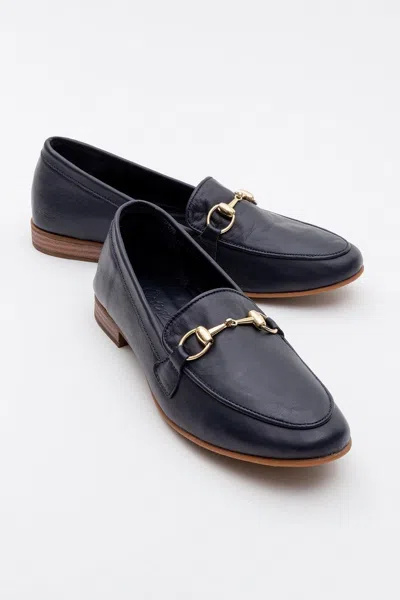 Forever & Always Shoes Rory Leather Bit Loafer In Blue