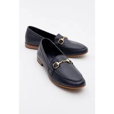 Forever & Always Shoes Rory Leather Bit Loafer In Dark Blue Leather