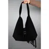 Forever & Always Shoes Rosalin Leather Tassel Shoulder Bag In Black