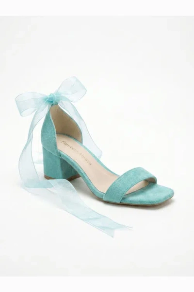 Forever & Always Shoes Rova Bow Block Heel Sandal In Blue