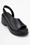 Forever & Always Shoes Roy Leather Wedge Sandal In Black