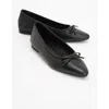 Forever & Always Shoes Ruby Leather Pointed Toe Flats In Black Leather