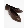 Forever & Always Shoes Ruby Leather Pointed Toe Flats In Brown Leather