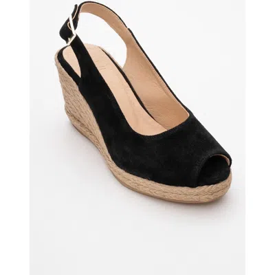 Forever & Always Shoes Ryan Suede Leather Espadrilles In Black