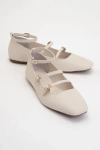 Forever & Always Shoes Serena Leather Mary Jane Flats In Beige Leather
