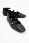 Forever & Always Shoes Serena Leather Mary Jane Flats In Black Leather