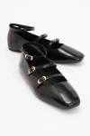 Forever & Always Shoes Serena Leather Mary Jane Flats In Black Leather