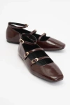 Forever & Always Shoes Serena Leather Mary Jane Flats In Brown Leather