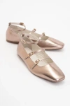 Forever & Always Shoes Serena Leather Mary Jane Flats In Gold Leather