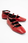 Forever & Always Shoes Serena Leather Mary Jane Flats In Red Patent Leather