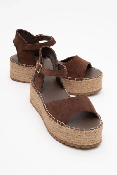 Forever & Always Shoes Serez Leather Platform Espadrilles Sandal