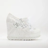 Forever & Always Shoes Sheri Lace Bridal Platform Sneakers In Ivory