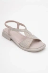 Forever & Always Shoes Sieglinde Embellished Leather Sandal In Neutral
