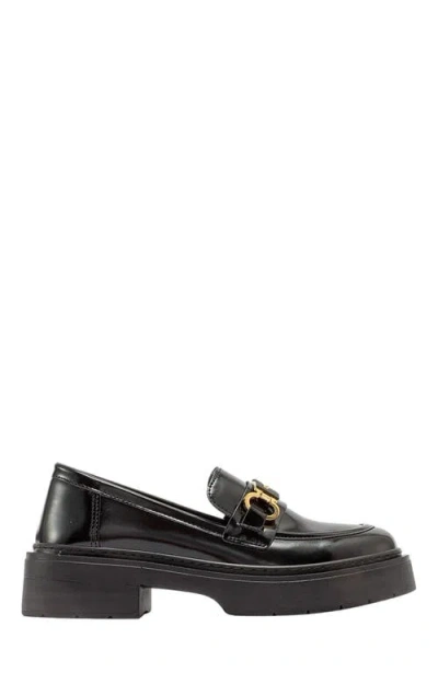 Forever & Always Shoes Simone Bit Platform Loafer In Black Patent Faux Leather