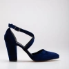Forever & Always Shoes Women's Dolly - Dark Blue Suede Block Heels