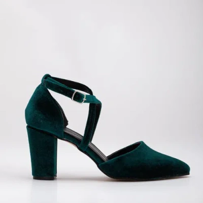 Forever & Always Shoes Women's Sina - Emerald Green Velvet Heels