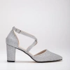 Forever & Always Shoes Sina Criss Cross High Block Heels In Silver Glitter