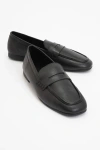 Forever & Always Shoes Skye Leather Loafers In Black Leather