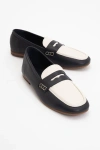 Forever & Always Shoes Skye Leather Loafers In Black White Leather