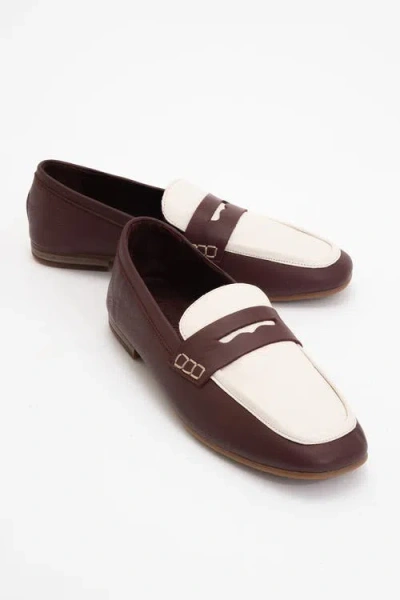 Forever & Always Shoes Skye Leather Loafers In Brown White Leather