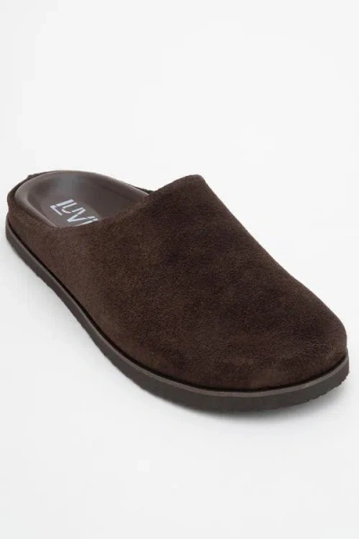 Forever & Always Shoes Space Suede Leather Slide Sandal In Brown