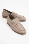 Forever & Always Shoes Splice Leather Flat Loafers In Bone Color Leather
