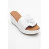 Forever & Always Shoes Syndra Bow Wedge Leather Sandal In White