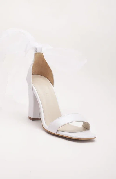 Forever & Always Shoes Taylor Bridal Leather Sandals With Ribbon In White