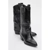 Forever & Always Shoes Teodora Leather Block Heel Boot In Black