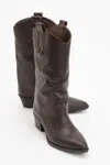 Forever & Always Shoes Teodora Leather Block Heel Boot In Brown