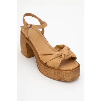 Forever & Always Shoes Tily Platform Wedge Leather Sandal In Brown
