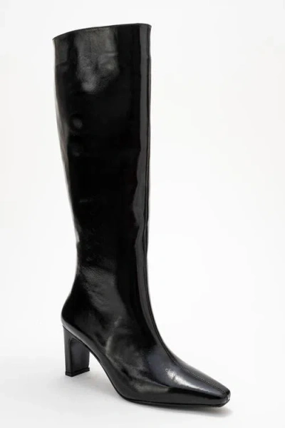 Forever & Always Shoes Velencia Leather Knee High Boot In Black