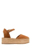 Forever & Always Shoes Viba Leather Esprarille Platform Wedge Sandals In Cognac Suede Leather