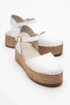 Forever & Always Shoes Viba Leather Esprarille Platform Wedge Sandals In White Leather