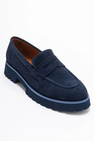 Forever & Always Shoes Vionel Leather Loafer In Blue