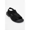 Forever & Always Shoes Weave Leather Woven Sandal In Black