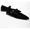 Forever & Always Shoes Willow Leather Mary Jane Flats In Black Suede Leather